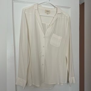 Sézane Ivory Silk Button Down Blouse